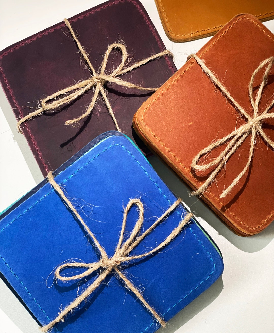 Personalized Leather Coasters Set Custom Drink Coasters Etsy