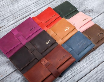 Leather wallet, Minimalist wallet, Womens wallet, Personalized ladies wallet, Gifts for mom, 3rd anniversary gift for her