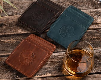 Leather Bourbon Coaster Set - Personalized Gift for Home Bar and Whiskey Lovers