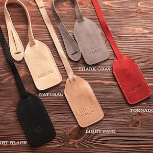 Leather luggage tags personalized, Leather travel accessories and wedding favors, leather backpack tag for bag, Monogram id card tag image 3