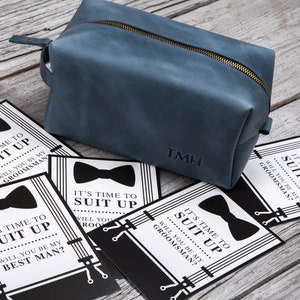 Groomsmen dopp kit, Leather toiletry bag men,Monogram shaving kit, Gifts for him, Personalized fathers day gifts,Leather washing bag for men image 3