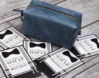 Leather toiletry bag, Groomsmen shaving kit,best man proposal gift,Anniversary gifts for him,Graduation gifts,Personalized fathers day gifts