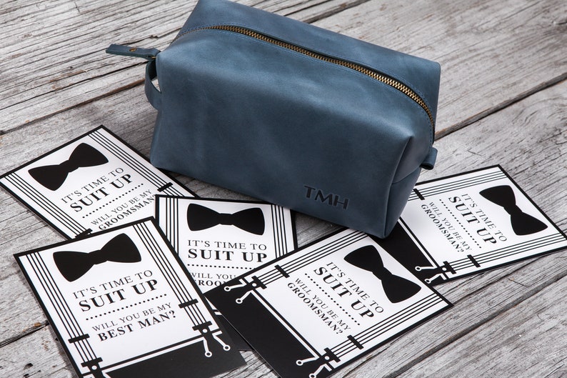 Groomsmen dopp kit, Leather toiletry bag men,Monogram shaving kit, Gifts for him, Personalized fathers day gifts,Leather washing bag for men image 3