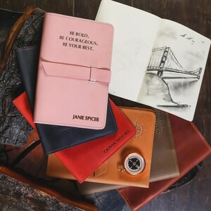 Personalized leather journal cover, Composition notebook cover, Moleskine leather cover, Graduation gifts 2026, Class 2026 image 8