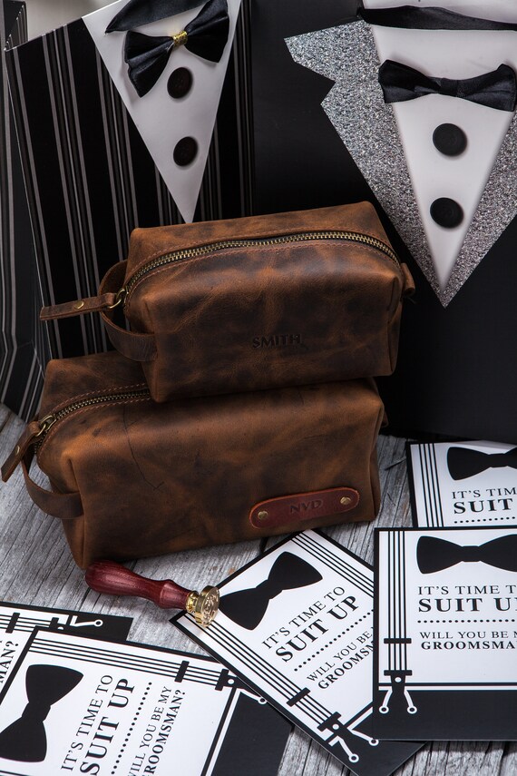 Leather Toiletry Bag Men Personalized Dopp Kit for Men Large