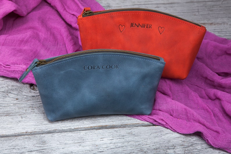 Monogrammed makeup bag personalized,3rd anniversary gift for her,Personalized Christmas gifts for mom,Mothers day gift, Leather toiletry bag image 9