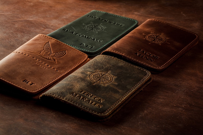 Personalized passport holder Leather passport cover and image 1