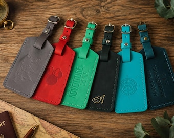 Luggage Tags Personalized, Custom Leather Tag, Travel Gift, Bulk Wedding Favors