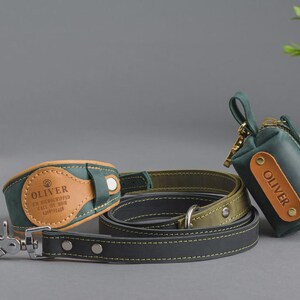 Hondenriem gepersonaliseerd, lederen riem voor hulphond, leibanden en accessoires met ID-tags voor kleine en grote honden, hondenuitlater op maat afbeelding 7