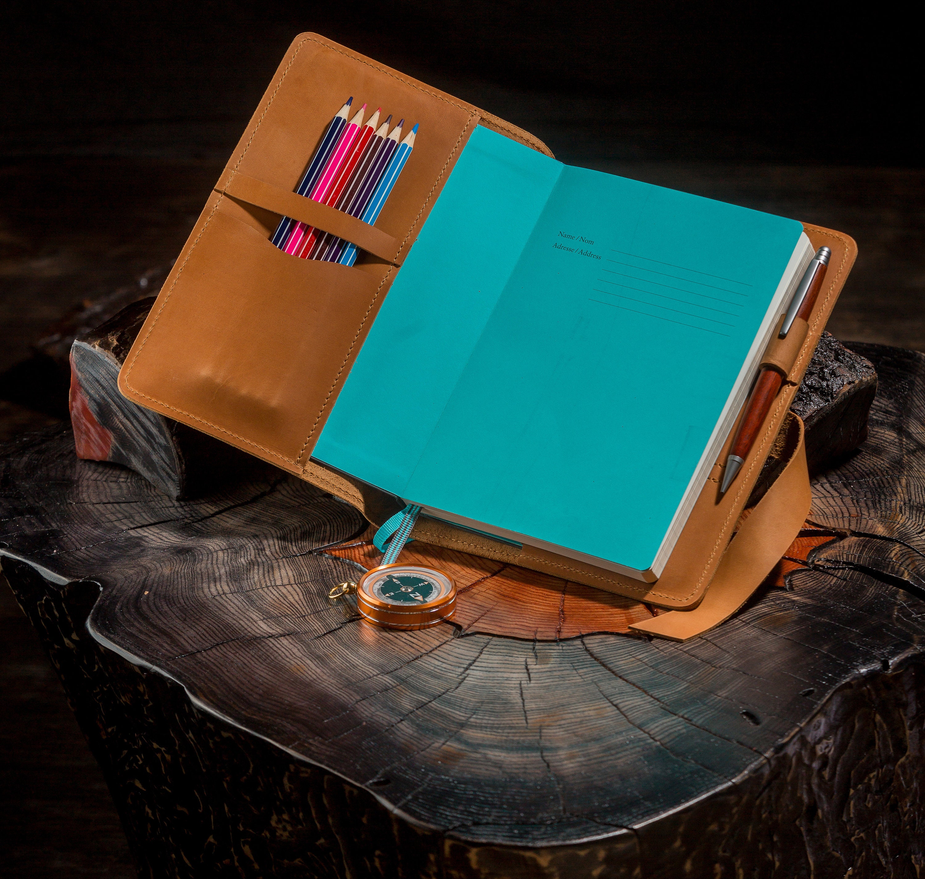 personalized leather travel journal