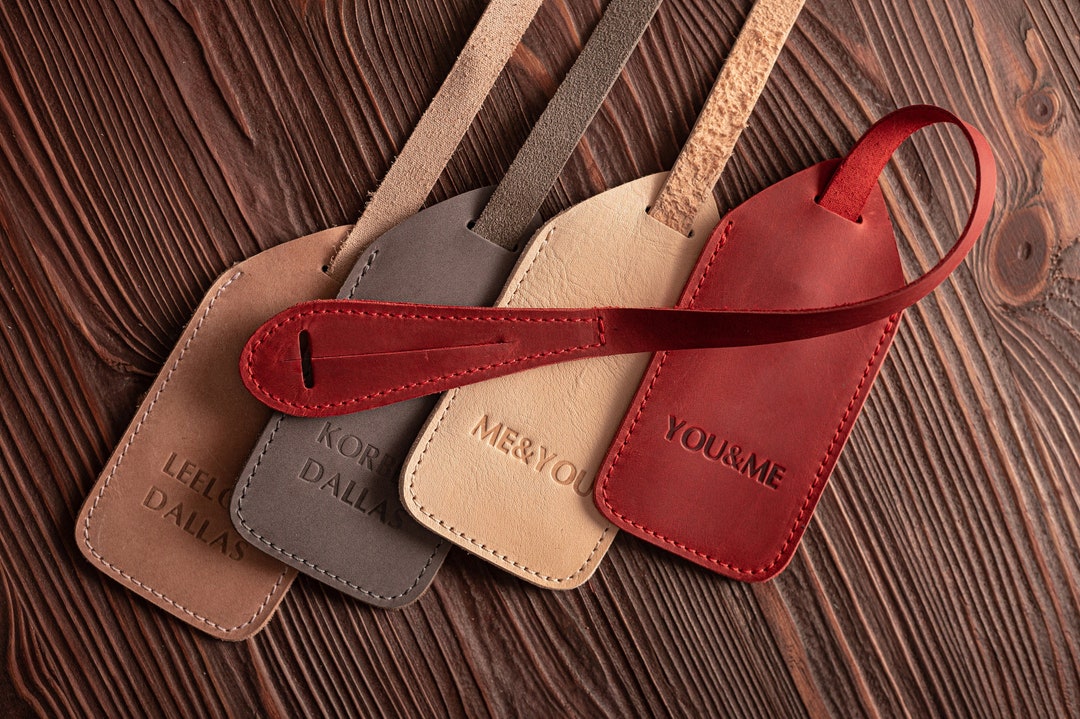 Personalized Leather Custom Luggage Tag, Leather Travel Accessories and