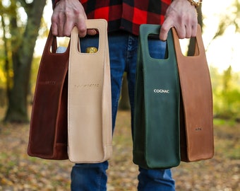 Bolsa de vino de piel, Regalos personalizados, Regalos de cumpleaños personalizados, Bolsa de vino de piel, Estuche para vino, Bolsa de transporte para vino, Regalos de aniversario para él