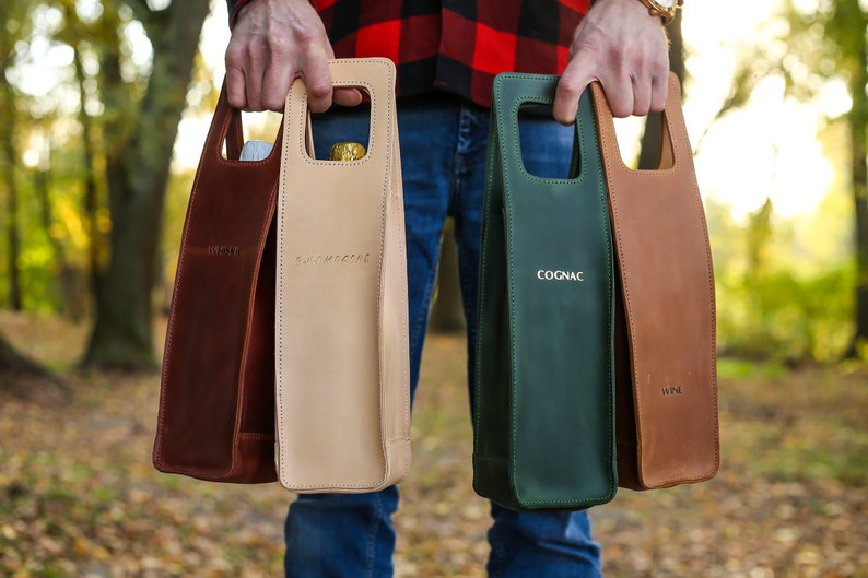 Wine bag, Leather wine tote bag, Personalized wine carrier, Fathers day gifts, Gifts for him, Retirement gifts, Corporate gifts, Wine holder