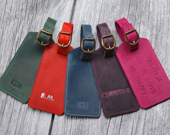 Leather luggage tags personalized, Wedding favors