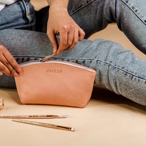 Muttertagsgeschenke, Leder-Make-up-Tasche, individuelle Kosmetiktasche, Frau Kulturtasche, Kosmetiktasche, kleine Make-up-Tasche, Kosmetiktasche