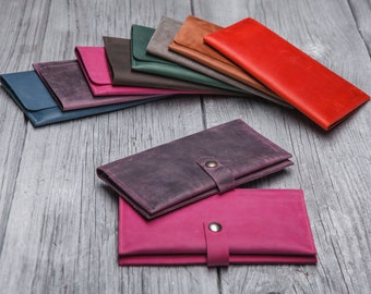 Regalos para el día de la madre, Cartera delgada para mujer, Cartera de cuero para dama, Cartera pequeña personalizada, Cartera minimalista, Regalos para mamá, Accesorios de cuero