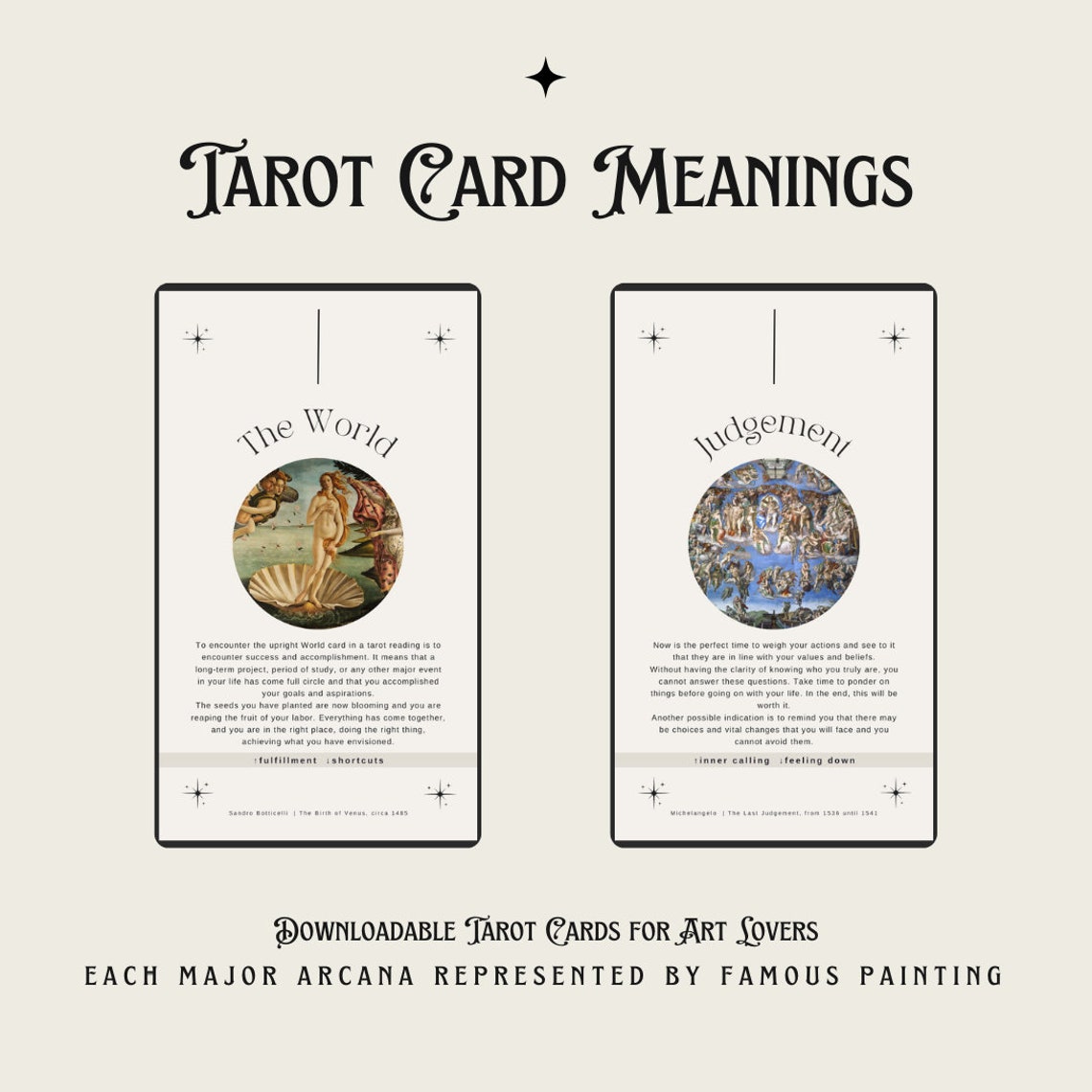 Printable PDF Tarot Cards Digital Major Arcanas Fun Art Lover Digital Deck of Tarot Cards - Etsy