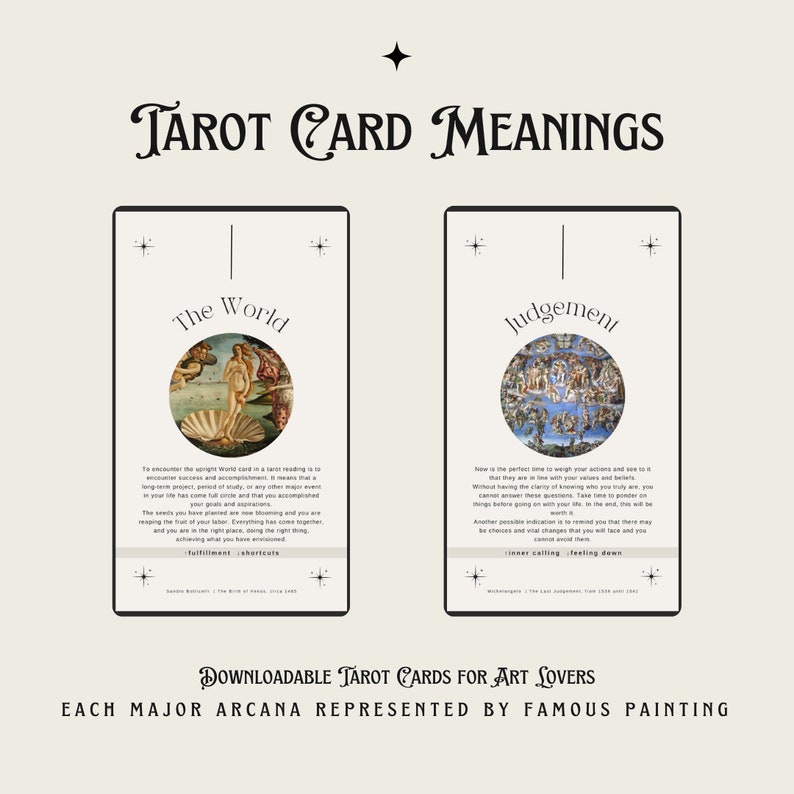 Printable PDF Tarot Cards Digital Major Arcanas Fun Art Lover Digital ...