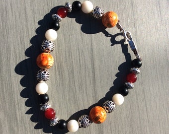 Orange gemstone beaded bracelet