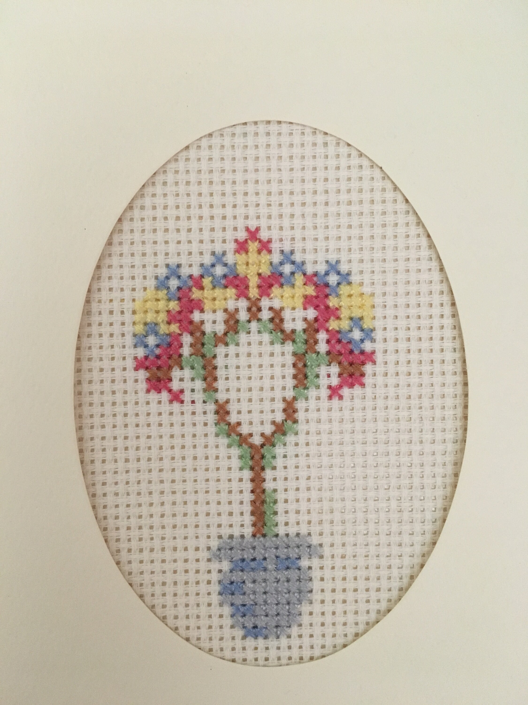 Set of 3 crossstitched greeting cards w/ designs of flowering Etsy