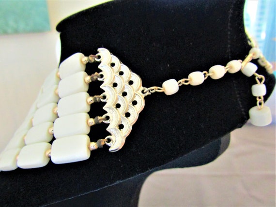 Vintage Silver Tone White Mother of Pearl Five St… - image 5