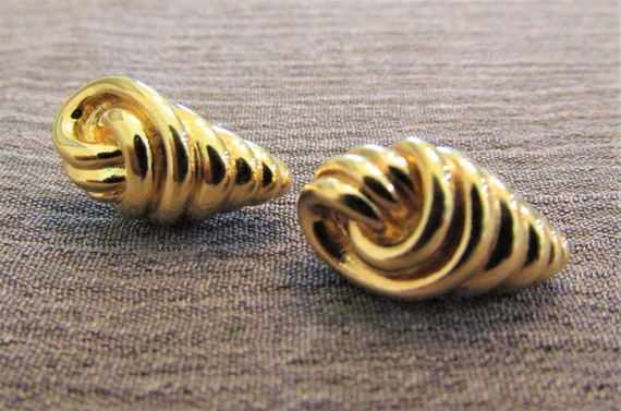 Vintage Monet Conical Knot Style Pierced Earrings - image 1
