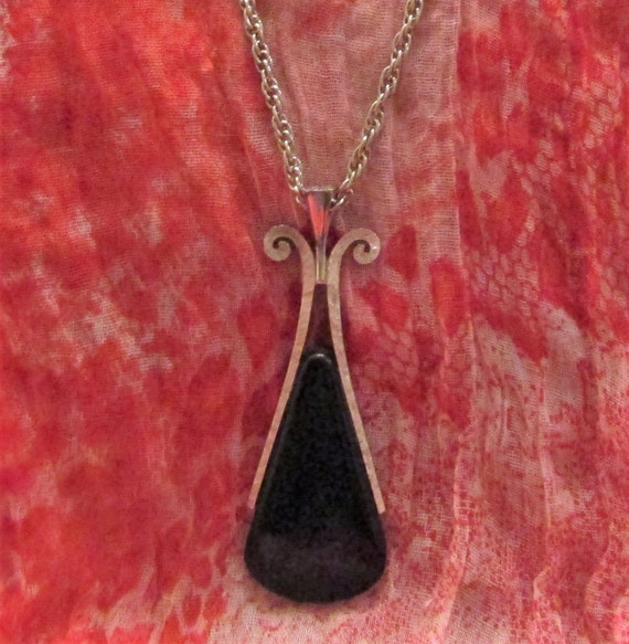 Vintage Avon Black Teardrop Pendant - image 1