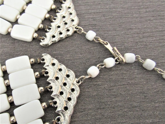 Vintage Silver Tone White Mother of Pearl Five St… - image 3