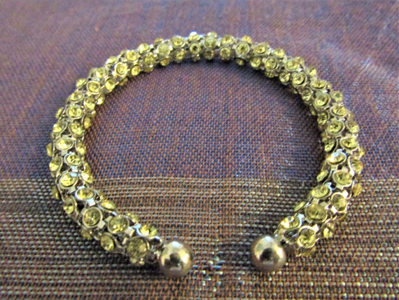 Round Pale Yellow Rhinestone Bracelet - image 1