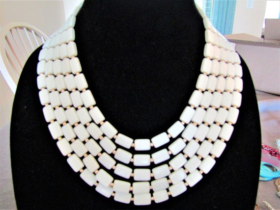 Vintage Silver Tone White Mother of Pearl Five St… - image 1