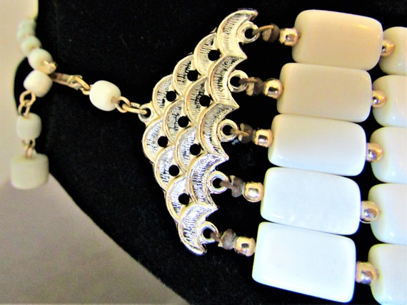 Vintage Silver Tone White Mother of Pearl Five St… - image 7