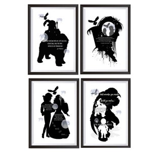 Printable Wall Art x 4 - Labyrinth Movie Art - Instant Download - Print Set - Goblin King Jareth And Sarah - Ludo and Sir Didymus