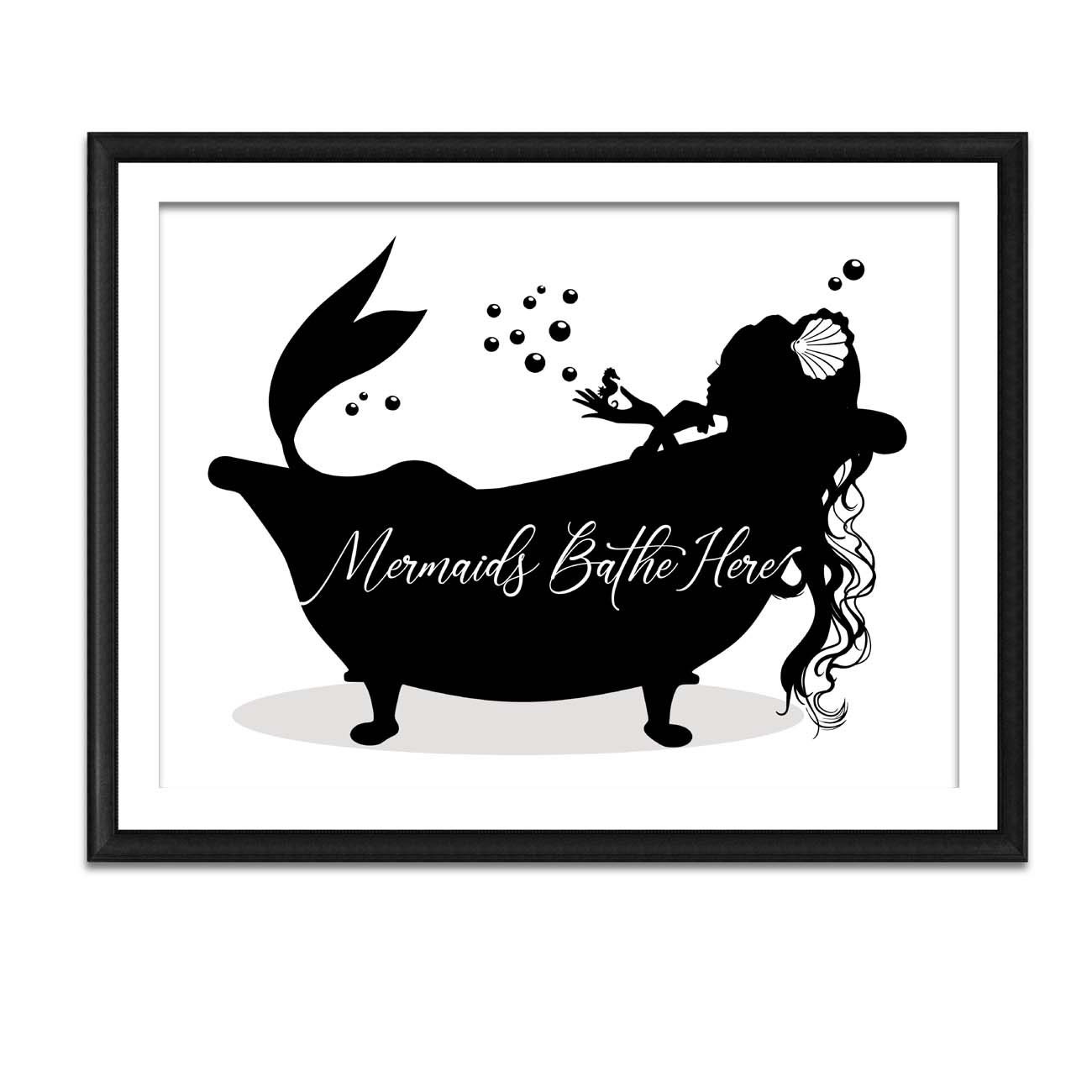 Mermaid Bathroom Decor Printable Wall Art Silhouette Art Etsy