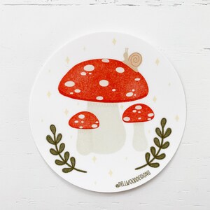 Mushroom Sticker: Woodsy Snail Design, Weatherproof 3&#39;&#39; Circle