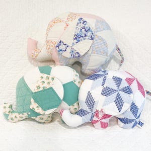 Vintage Quilt Handmade Stuffed Elephant
