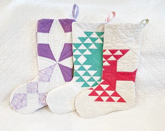 Vintage Quilt Christmas Stocking