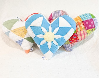 Vintage Quilt Heart Pillow