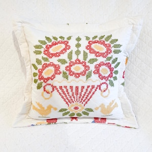 Vintage Quilt Pillow: Handmade Upcycled Throw Pillow, Cottagecore Decor