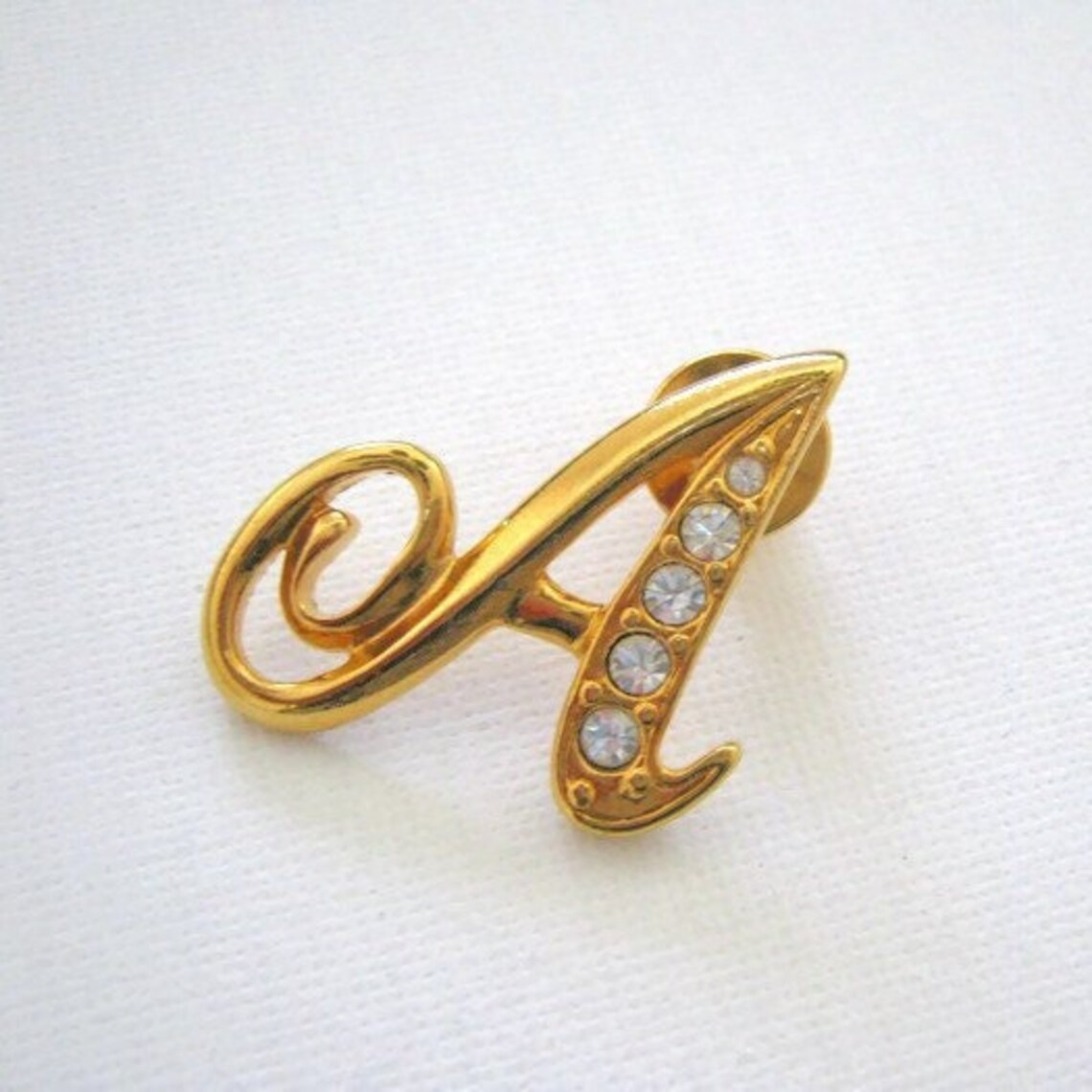 Lapel Letter Pin Letter A Pin Gold Lapel Pin Rhinestones Etsy UK