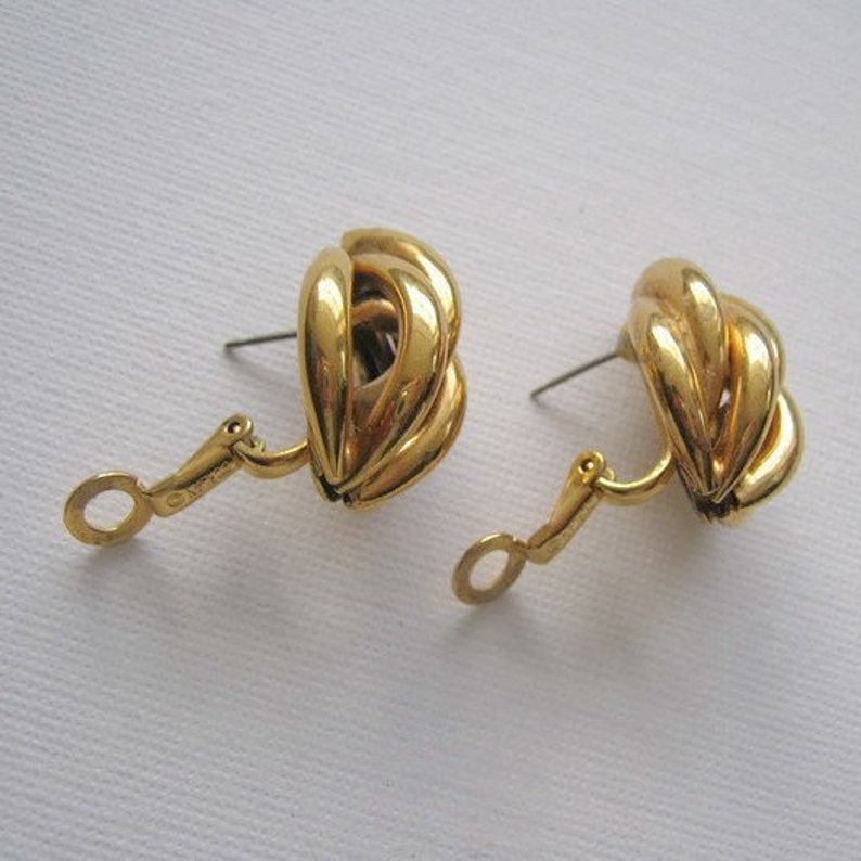 Vintage gold tone braided flame shape D/'orlan stud Earrings costume jewelry for women