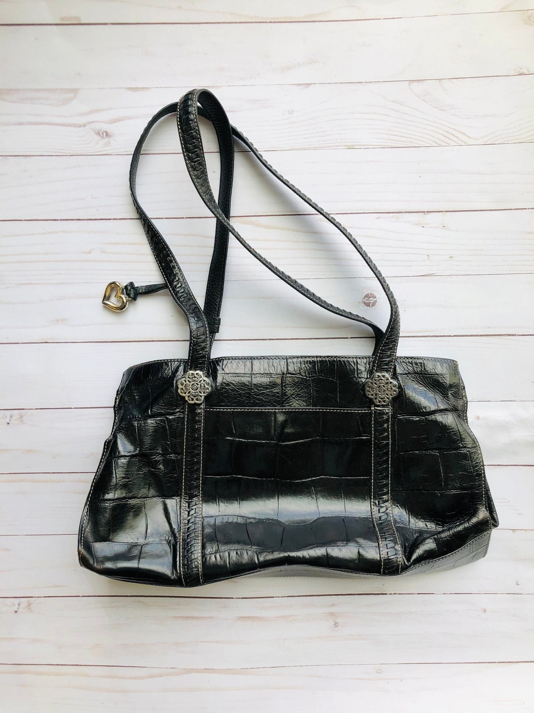 Black Leather Handbag Medium Rectangle Handbag With Two Top Etsy