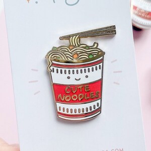 Cute noodles enamel pin with gold plating, cup noodles, ramen lover original design