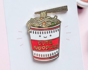 Cute Cup Noodles Enamel Pin | Instant Ramen Asian Food Punny Lapel Pin