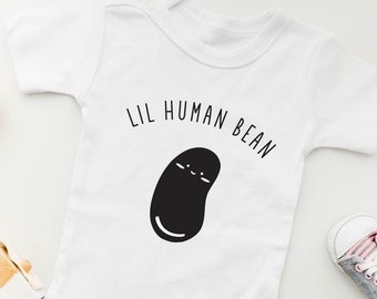 Lil Human Bean Baby Onesie | Gender Neutral Baby Bodysuit for Baby Shower, Birth Announcements Gift Set with Matching Card