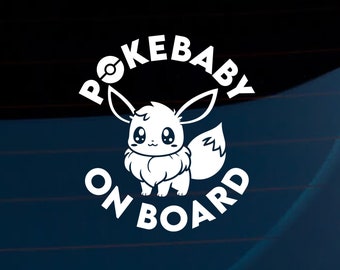 Pokemon Eevee Baby on Board, Baby in Car, Kids in Car, Weatherproof Car Decal | Window Decal | Bumper Sticker