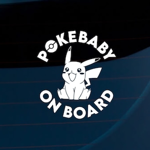 Pokemon Pikachu Baby on Board, Baby in Car, Kids in Car, Weatherproof Car Decal | Naklejka na okno | Naklejka na zderzak
