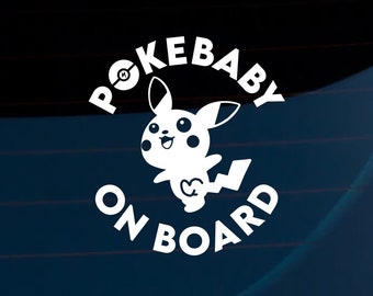 Pokemon Pikachu Baby on Board, Baby in Car, Kids in Car, Weatherproof Car Decal | Window Decal | Bumper Sticker