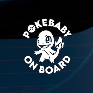 Pokemon Charmander Baby on Board, Baby in Car, Kids in Car, Weatherproof Car Decal | Naklejka na okno | Naklejka na zderzak