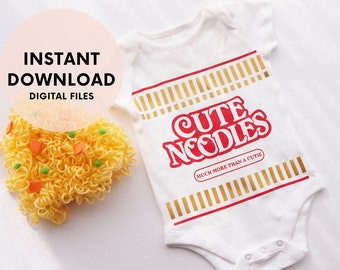 Cute Noodles | Ramen Baby Design Cut File | Newborn Girl Boy Onesie Digital Art File Silhouette Cricut Downloads