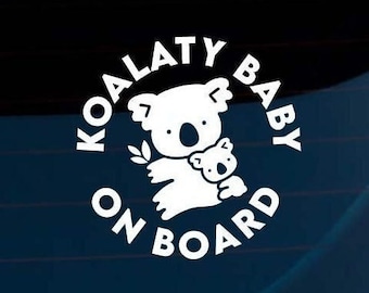 Koalaty Baby on Board, Koala's March Biscuits Inspired Weatherproof Car Decal | Window Decal | Bumper Sticker Vinyl